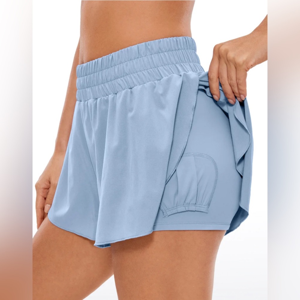 Feathery-Fit Soft High Waisted 2 in 1 Flowy Shorts 3''